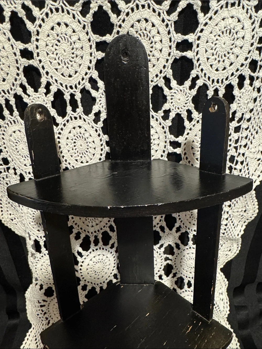 Black Homemade Wooden Corner Shelf - 3-Tier